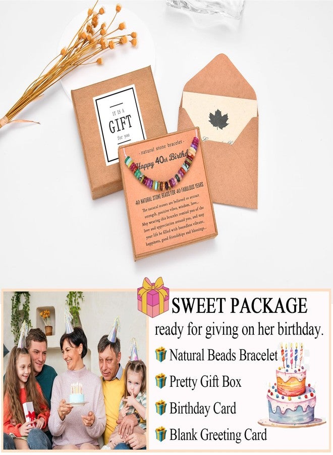 FIEEFX 40th Birthday Gifts Women, 40 Year Old Birthday Gifts for Women, Female 40 Birthday Bracelet Gifts for 40 Year Old Woman with Happy 40th Birthday Card - Image 4